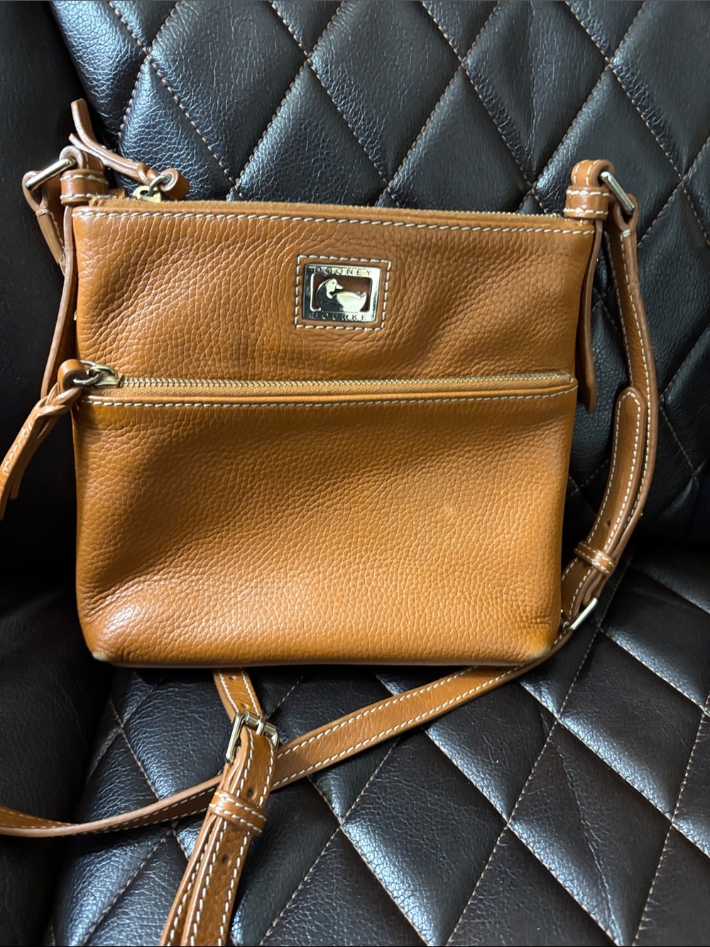 Dooney & Bourke Pebble Leather Crossbody - Cognac Brown
